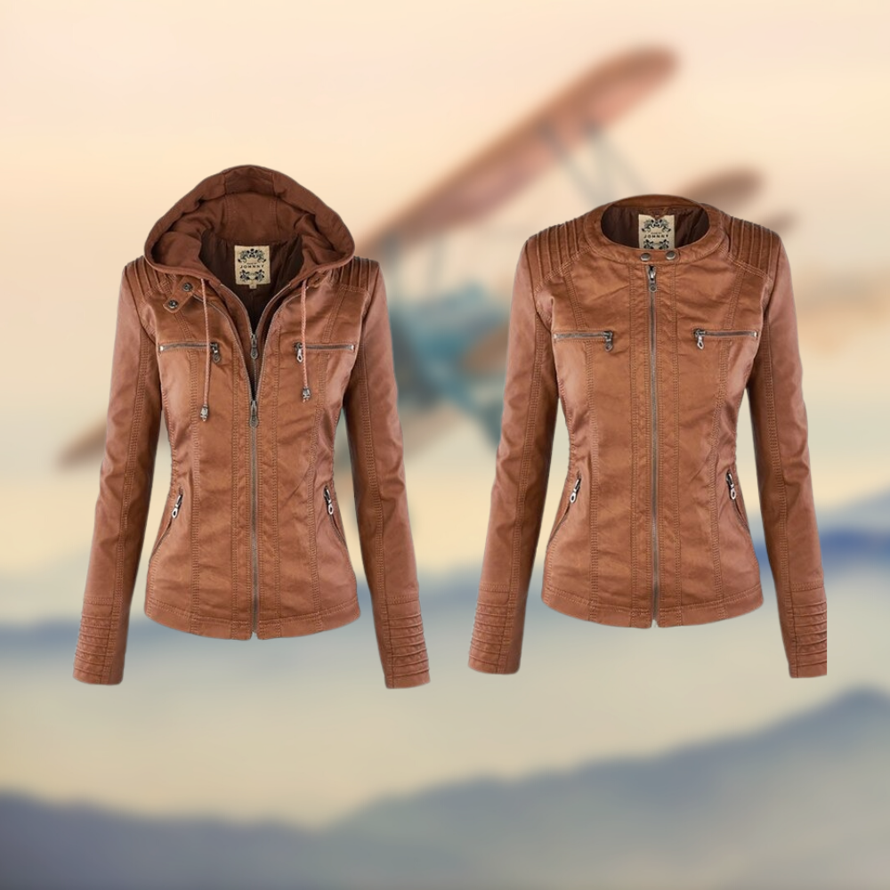 Daniela | Women’s PU Panel-Stitched Jacket with Hood