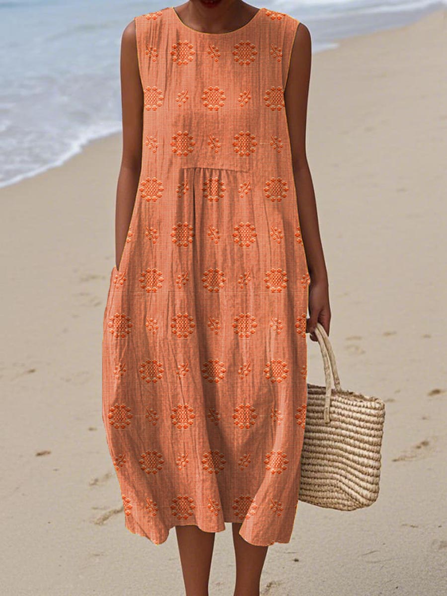 Lilith | Women’s Embroidered Sleeveless Midi Dress