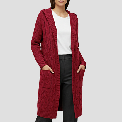 Sorellia | Women’s Knitted Long Cable Cardigan