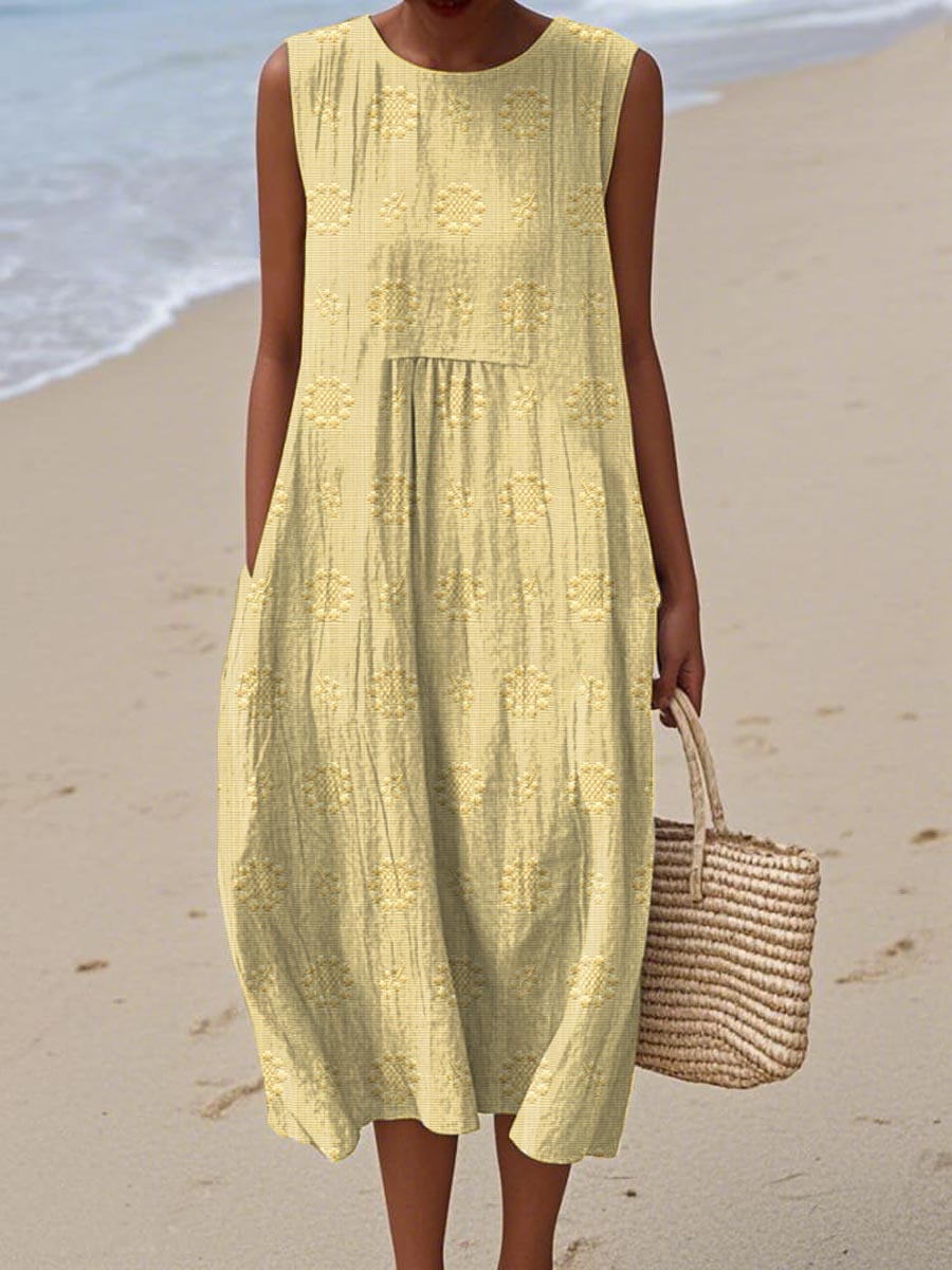 Lilith | Women’s Embroidered Sleeveless Midi Dress