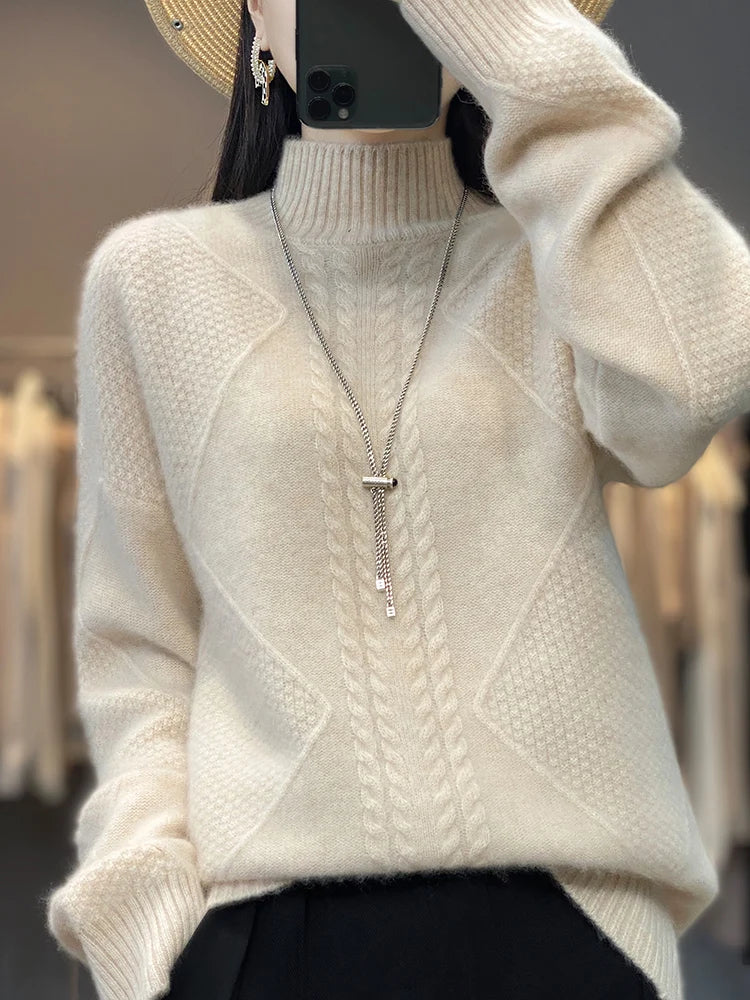 Montreux | Women’s Cashmere Cable-Knit Turtleneck Sweater