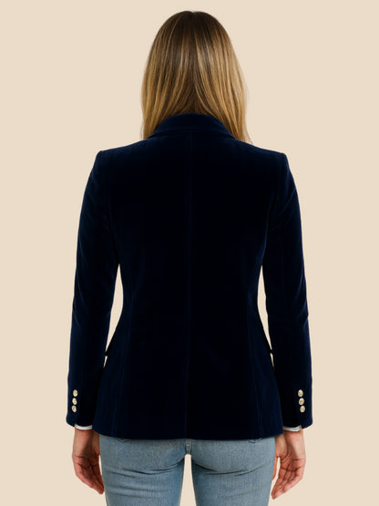 Gabriella | Velvet Blazer with Gold Button Accents