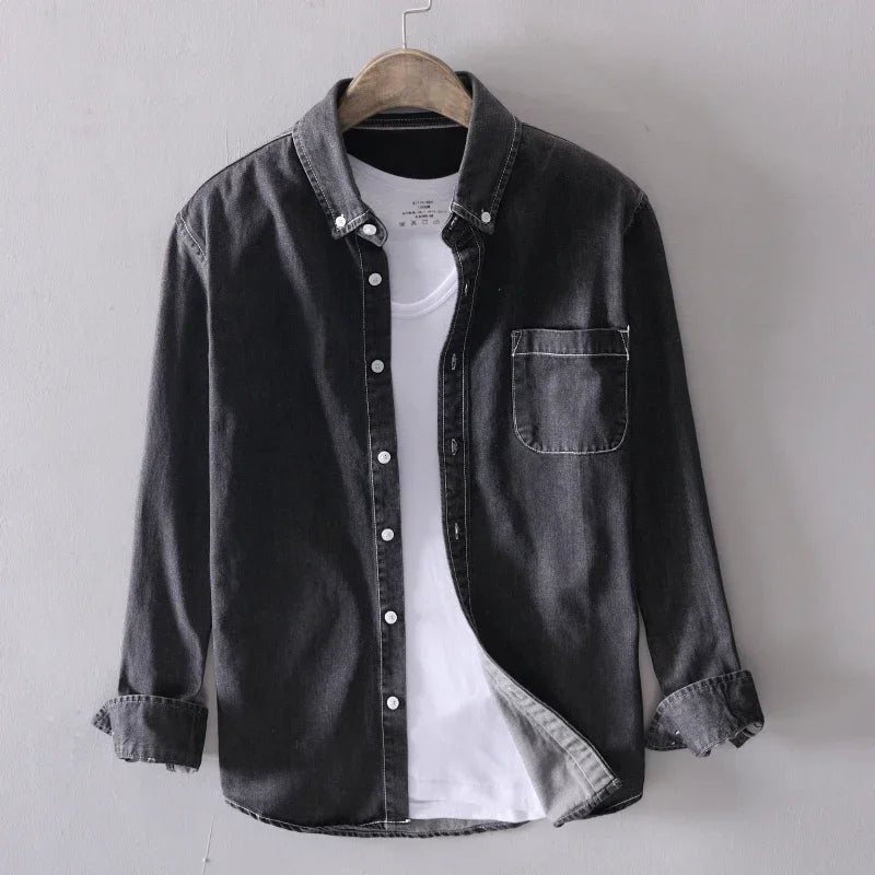 Caleon | Men’s Classic Denim Cotton Shirt