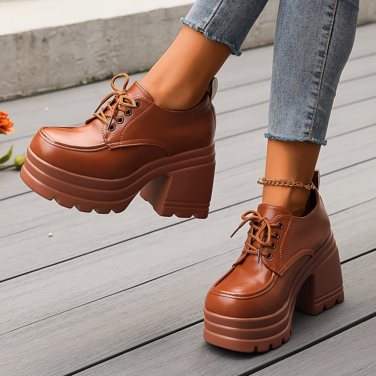 Celvane | Women’s Platform Lace-Up Oxfords