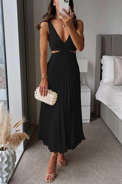 Aitana | Women’s V-Neck Pleated Maxi Dress