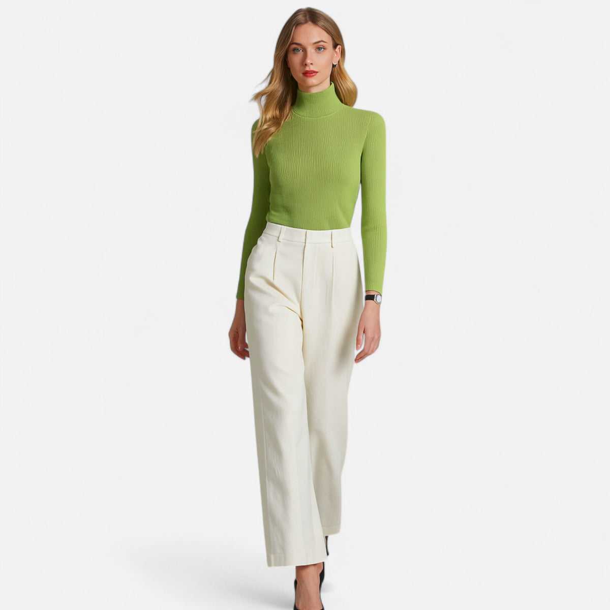 Jovetta | Women’s Ribbed Fold-Over Turtleneck Sweater