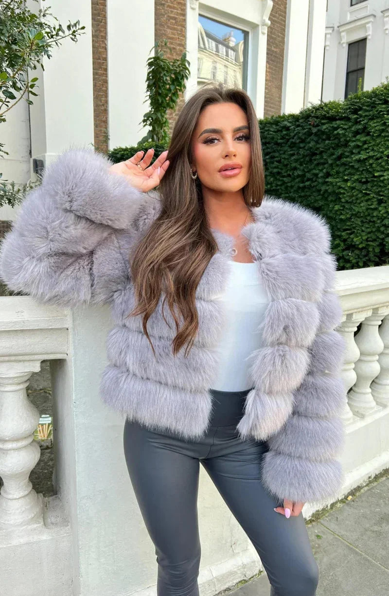 Luxe Plush | Women’s Cropped Faux Fur Puffer Jacket
