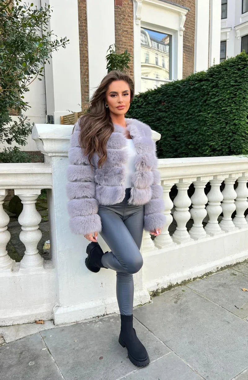 Luxe Plush | Women’s Cropped Faux Fur Puffer Jacket