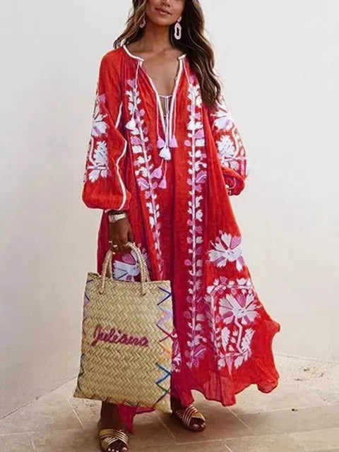 Xaviera | Women’s Embroidered Cotton Maxi Dress