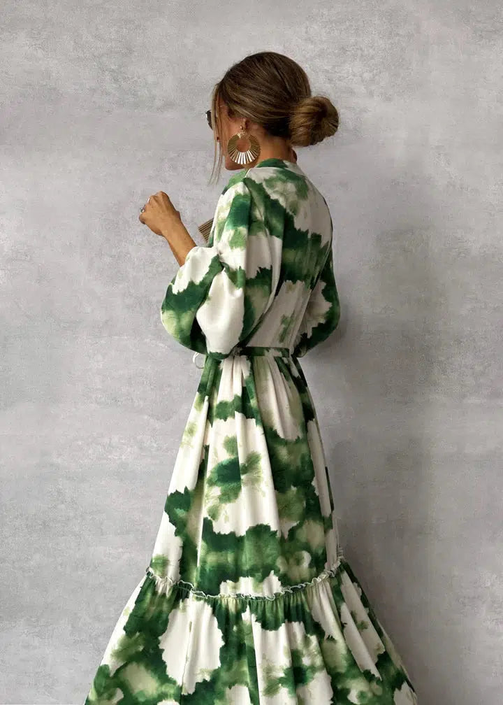 Alexa | Women’s Abstract Print V-Neck Maxi Dress