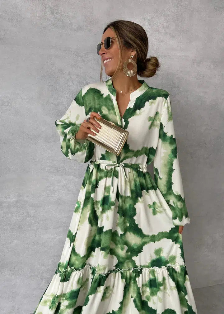 Alexa | Women’s Abstract Print V-Neck Maxi Dress