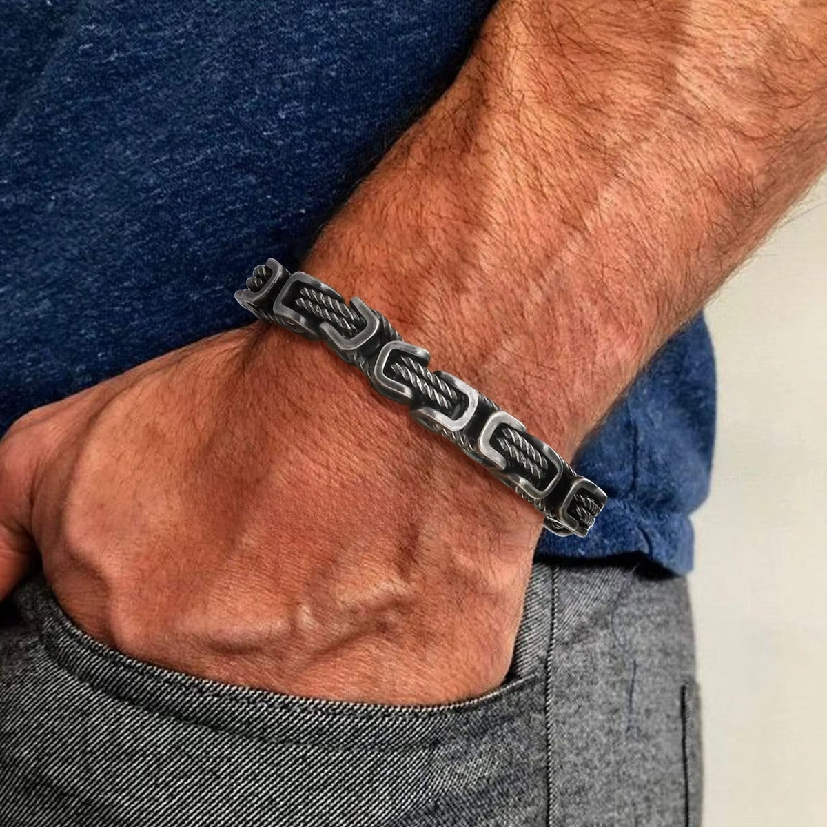 Oxmar | Men’s Woven-Core Stainless Steel Bracelet