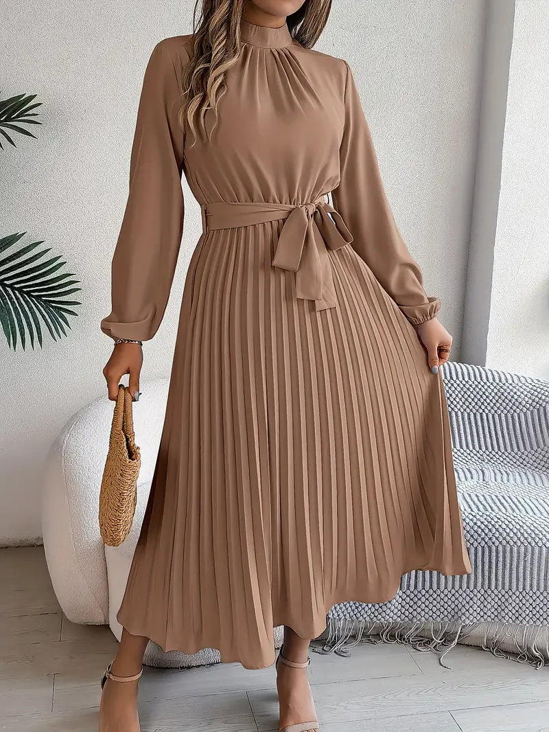 Presley | Women’s Pleated Belted Midi Dress