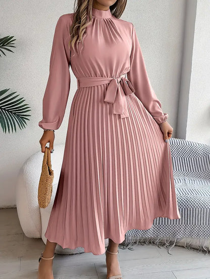 Presley | Women’s Pleated Belted Midi Dress