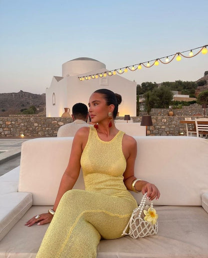 Diana | Women’s Sleeveless Maxi Dress with Shimmering Details
