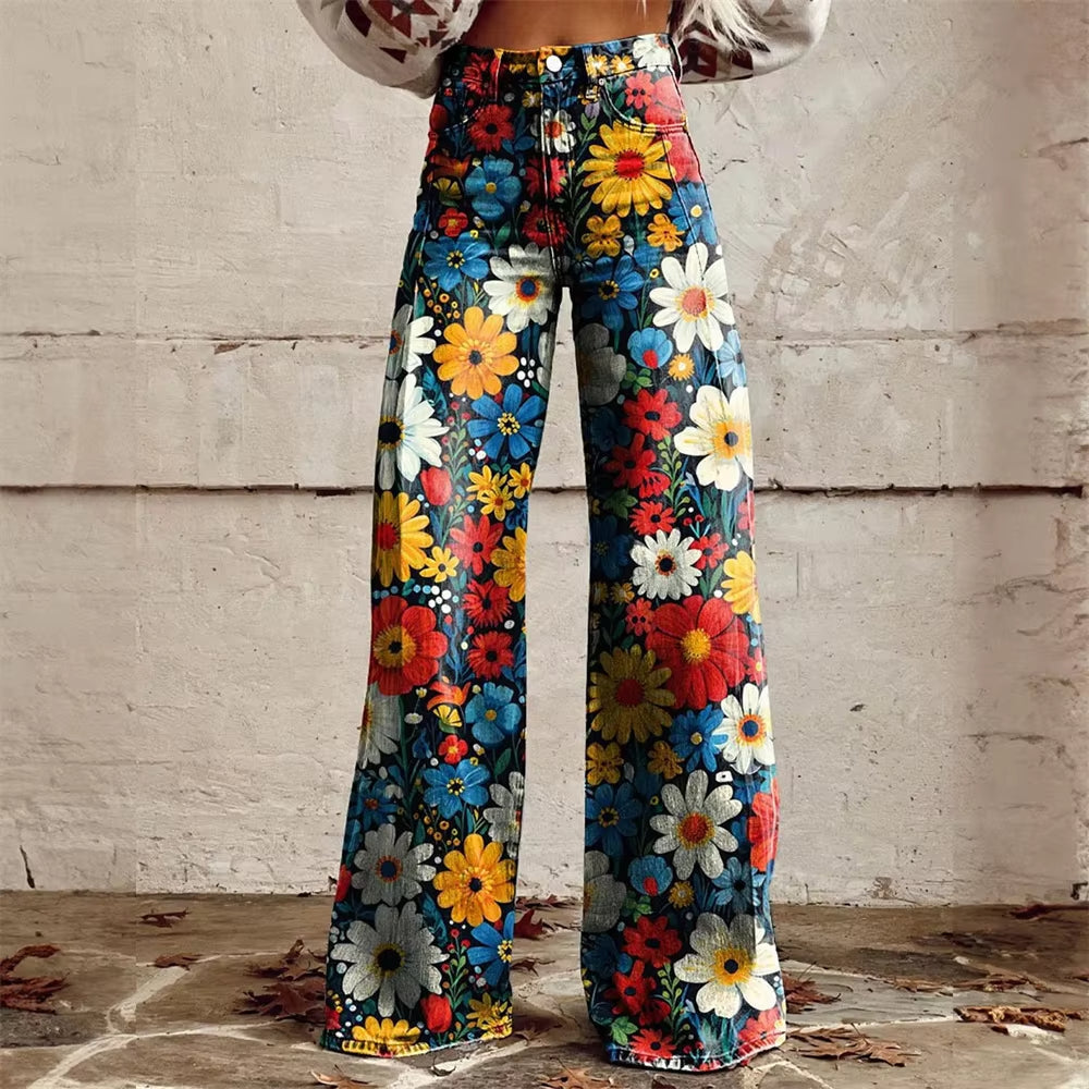 Marivara | Women’s Patterned Flared Jeans