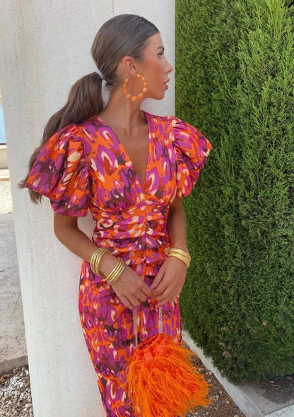 Maisie | Women’s Statement Puff Sleeve Midi Dress