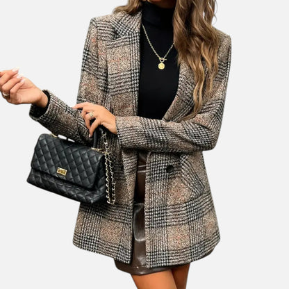 Quessina | Women’s Classic Coat – Houndstooth Timeless Sophistication