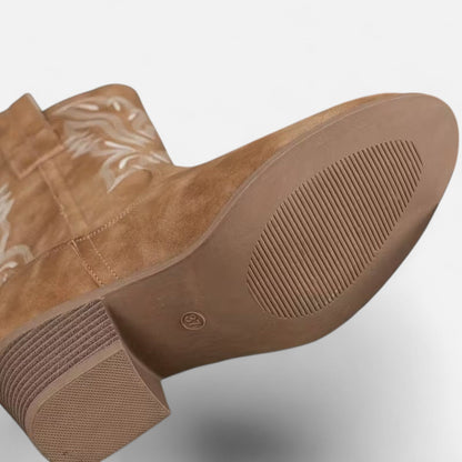 Quarelle | Women’s Suede Cowboy Boots – Vintage Chunky Heel
