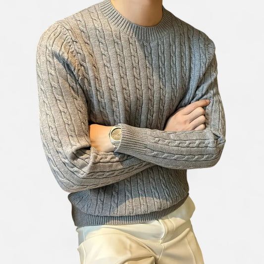 Ruvain | Men’s Cable-Knit Crew Sweater