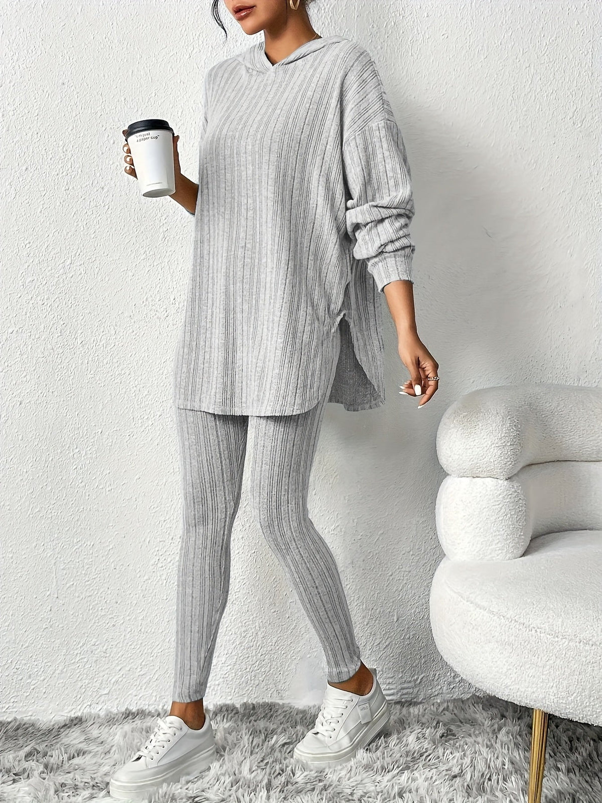 Xavine | Women’s Ribbed Knit Two-Piece Lounge Set